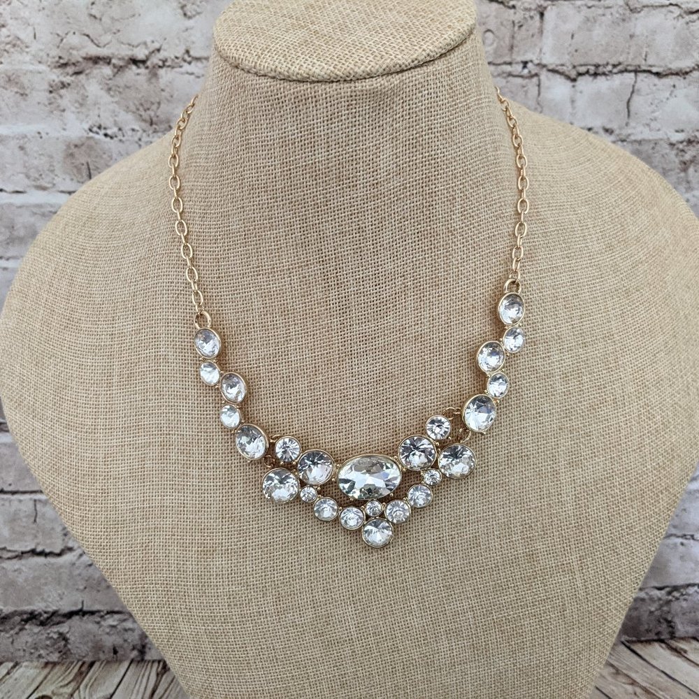 Crystal And Gold Statement Necklace
